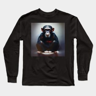 Grumpy Young Chimpanzee Art Long Sleeve T-Shirt